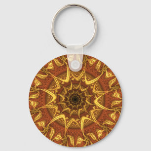 Carpet of the Sun Gold Mandala Pattern Key Ring