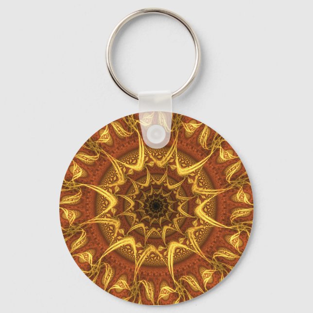 Carpet of the Sun Gold Mandala Pattern Key Ring (Front)