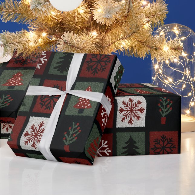 Carpet Rug Texture Christmas Icones Pattern  Wrapping Paper (Holidays)