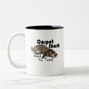 Carpet Shark, Watch Yer Toes! with Sable Ferret Two-Tone Coffee Mug
