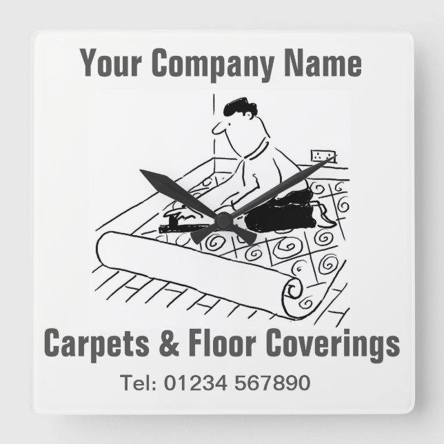 Carpets & Floor Coverings Cartoon Square Wall Clock (Front)
