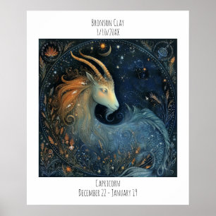 Carpicorn Zodiac Astrology Name & Birthday Poster