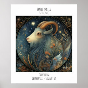 Carpicorn Zodiac Astrology Name & Birthday Poster