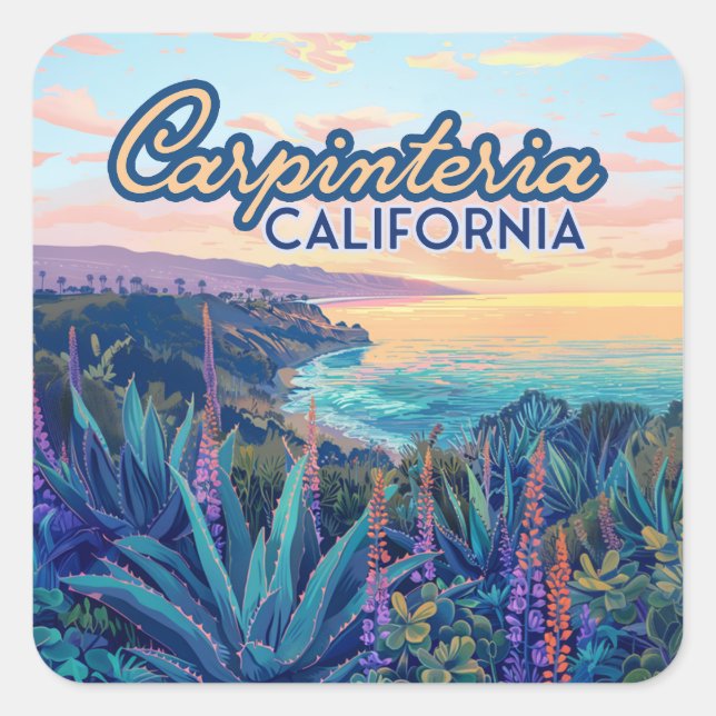 Carpinteria California Santa Barbara Ventura Beach Square Sticker (Front)