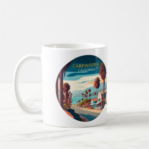 Carpinteria California Sunset Palm Trees Retro  Coffee Mug
