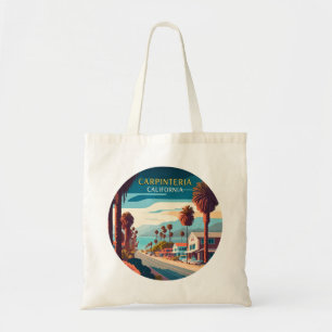 Carpinteria California Sunset Palm Trees Retro  Tote Bag