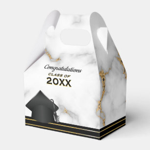 Carrara Marble Grey and Gold Graduation Party Favour Box