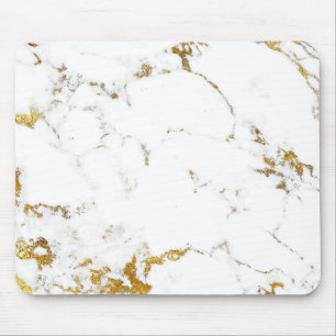 Carrara Minimal Lux Gold White Gray Marble Mouse Mat