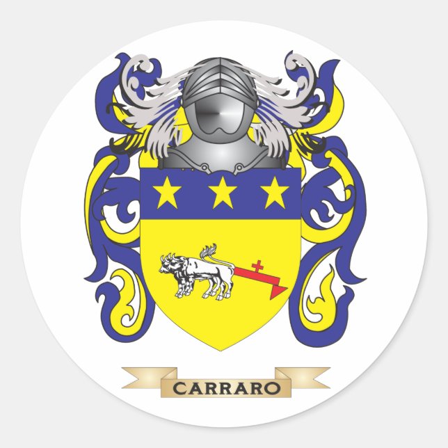 Carraro Coat of Arms (Family Crest) Classic Round Sticker (Front)