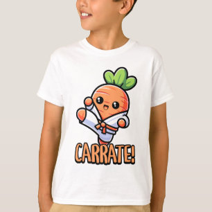 Carrate! Cute Karate Carrot Pun Cartoon T-Shirt
