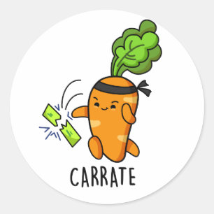 Carrate Funny Carrot Karate Pun  Classic Round Sticker