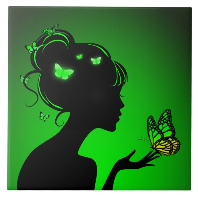 Carreau The Green Butterfly Woman Tile (Front)