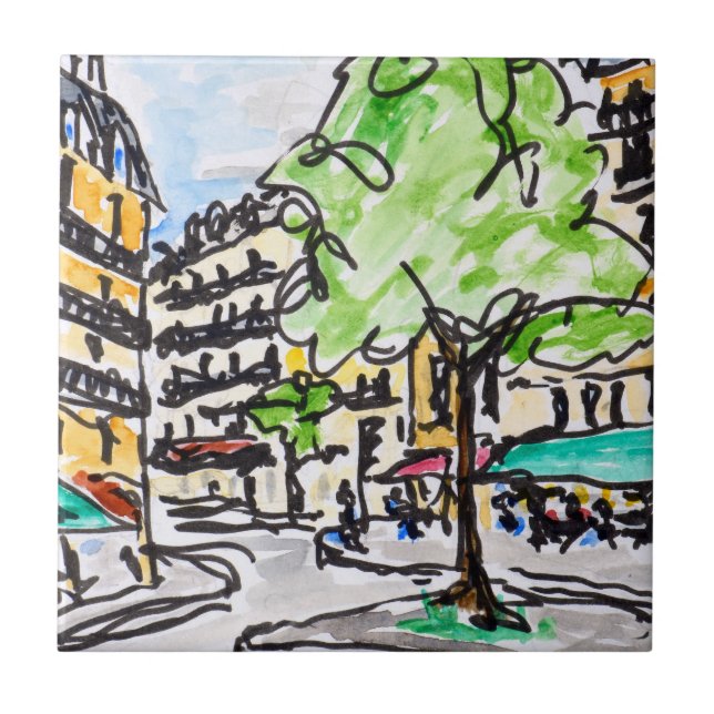 Carrefour de l'Odeon, Paris, France Tile (Front)