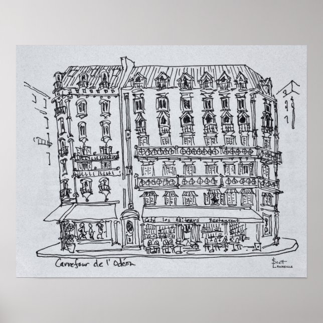 Carrefour de l'Odeon, Saint-Germain-des-Pres Poster (Front)