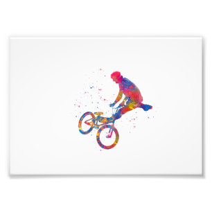 carrera de bicicletas bmx acuarela photo print