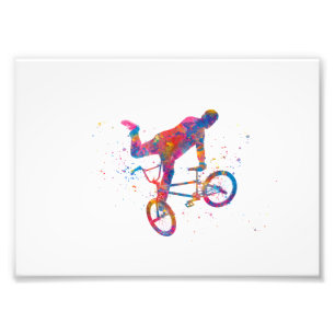 carrera de bicicletas bmx en acuarela photo print