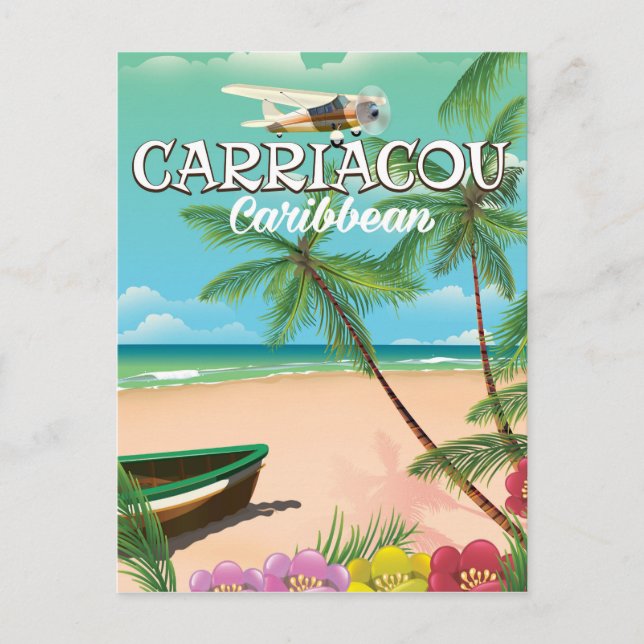 Carriacou travel poster postcard (Front)
