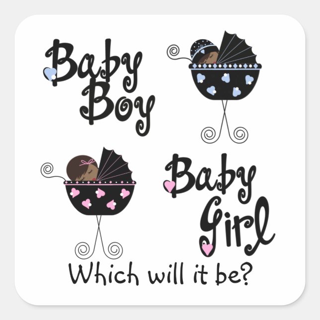 Carriage African American Gender Reveal Stickers (Front)