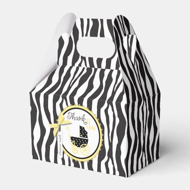 Carriage and Zebra Print Baby Shower Gift Box (Front Side)