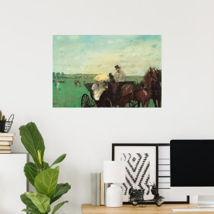 Carriage at the Races by Edgar Degas, Vintage Art Poster