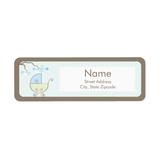 Carriage Baby Shower Addess Label - Blue & Green Return Address Label