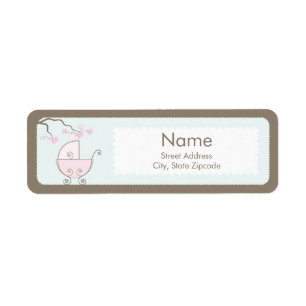 Carriage Baby Shower Addess Label - Pink