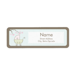 Carriage Baby Shower Addess Label - Pink & Green