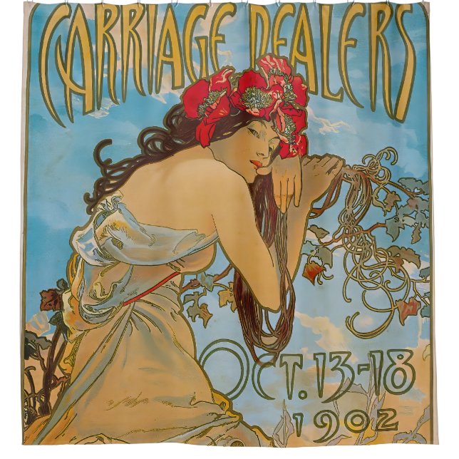 Carriage Dealers by Alphonse Mucha (1902)  Shower Curtain (Front)