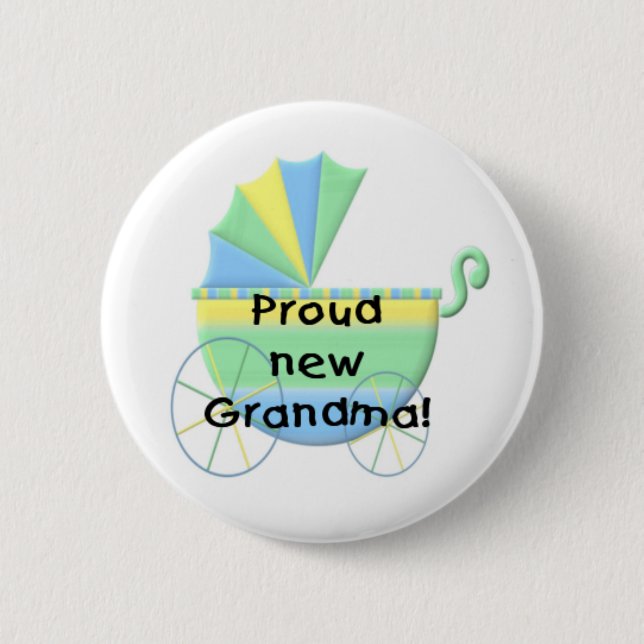 Carriage Proud New Grandma 6 Cm Round Badge (Front)