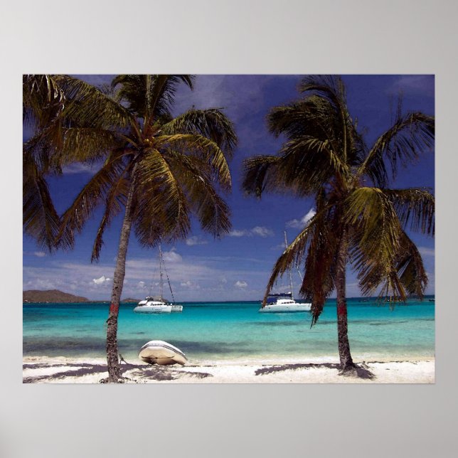 Carribean Beach Scene Poster Print (Front)