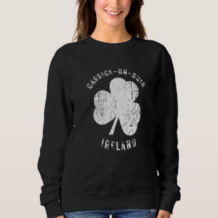 Carrick On Suir Ireland Vintage Shamrock Distresse Sweatshirt