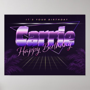 Carrie Name Vorname lila retro Poster Geburtstag