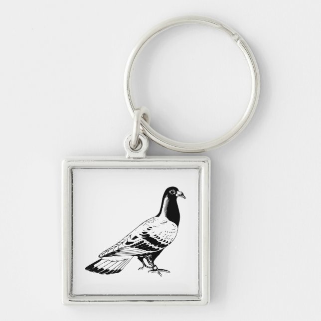 Carrier Pigeon Illustration Key Ring (Front)