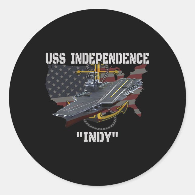 Carrier Uss Independence Cv-62 Cva-62 Veterans Day Classic Round Sticker (Front)