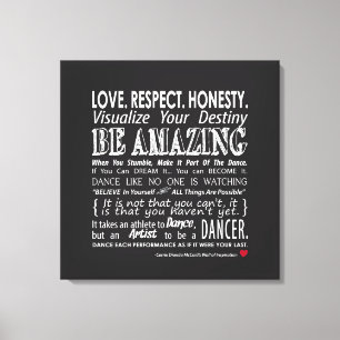 Carrie's Inspirational Dance Quotes 12x12 Canvas Print