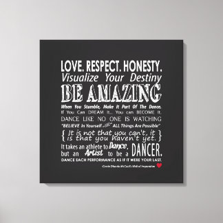 Carrie's Inspirational Dance Quotes 24x24 Canvas Print