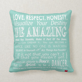 Carrie's Inspirational Dance Quotes Pillow- Aqua Cushion