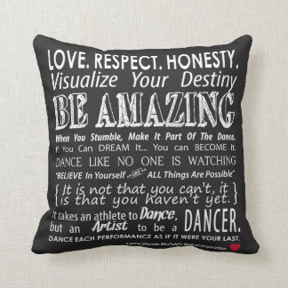 Carries Inspirational Dance Quotes Pillow- Black Cushion