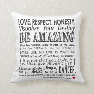 Carrie's Inspirational Dance Quotes Pillow-White Cushion