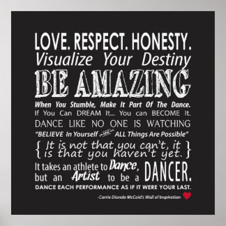 Carrie's Wall of Inspirational Dance Quotes- Black Poster