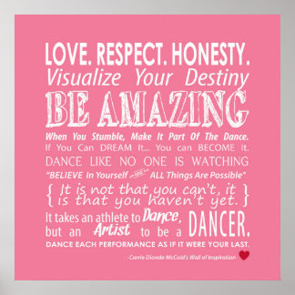 Carrie's Wall of Inspirational Dance Quotes- Pink Poster