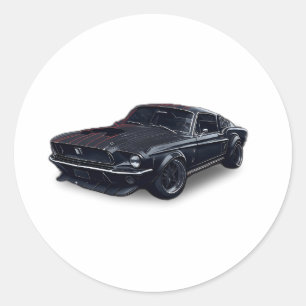 Carro Auto Negro cool car Classic Round Sticker