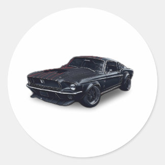 Carro Auto Negro cool car Classic Round Sticker