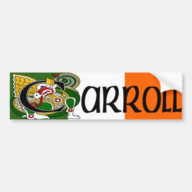 Carroll Dragon Irish Flag Bumper Sticker (Front)