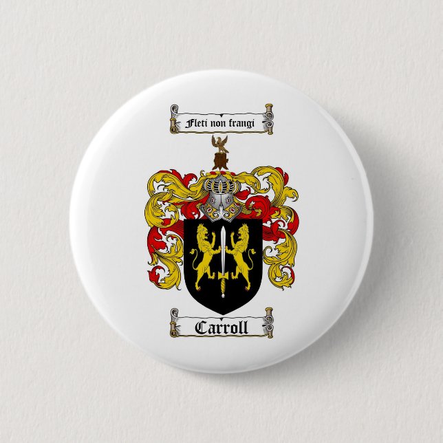 CARROLL FAMILY CREST -  CARROLL COAT OF ARMS 6 CM ROUND BADGE (Front)