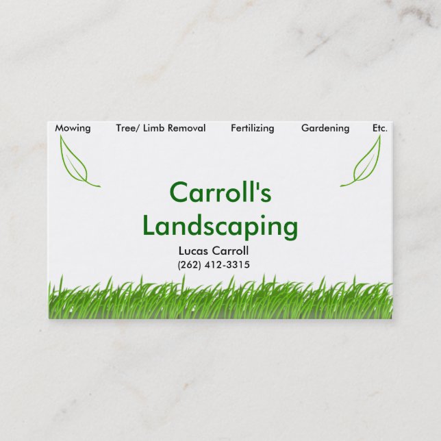 Carroll's Landscaping Business Card (Front)