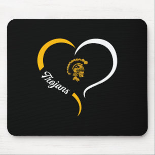 Carrollton Trojans Logo Half Heart Slogan Hs  Mouse Mat