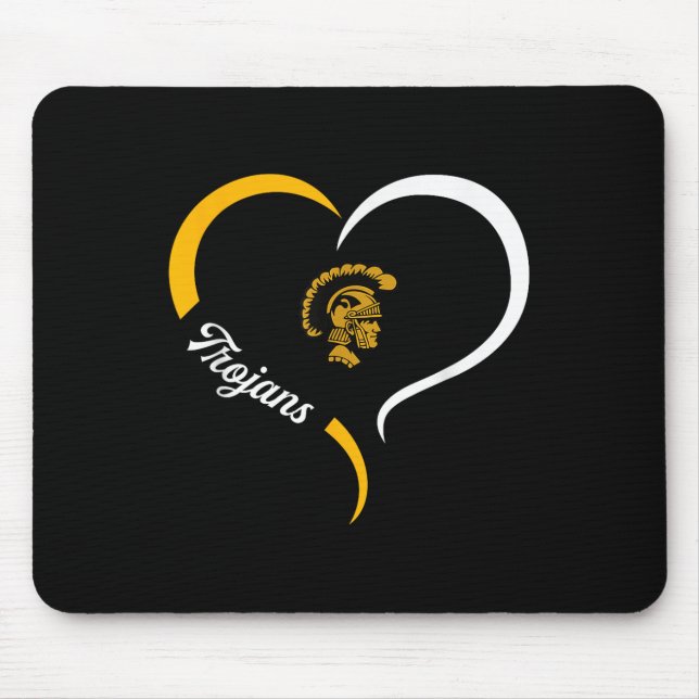Carrollton Trojans Logo Half Heart Slogan Hs  Mouse Mat (Front)