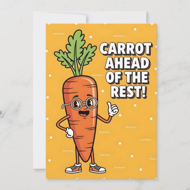 Carrot Ahead of the Rest veggie lover healthy food Thank You Card (Front)