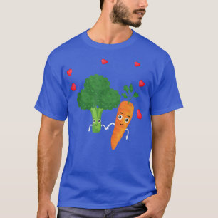 Carrot and Broccoli Happy Cute Vegetables Vegan Ve T-Shirt